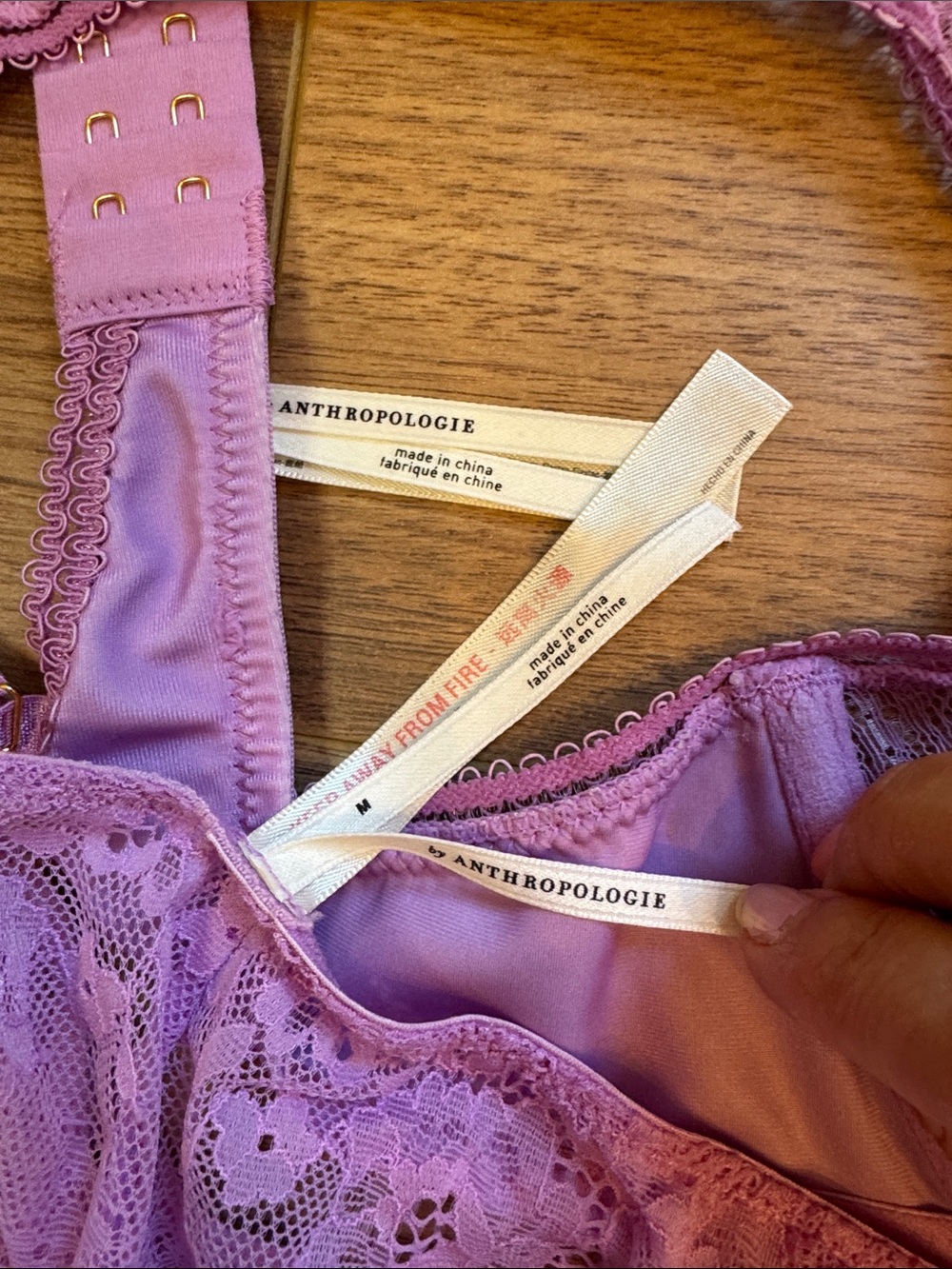 By Anthropologie Delicate Lace Underwire Bra & Boyshort Set light Purple size M - Picture 6 of 6